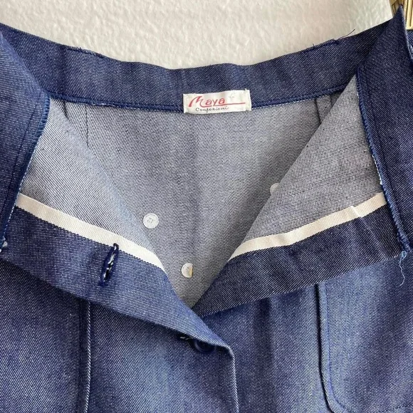 1970s Selvedge Denim Pleated Midi Skirt - Picture 3 of 8